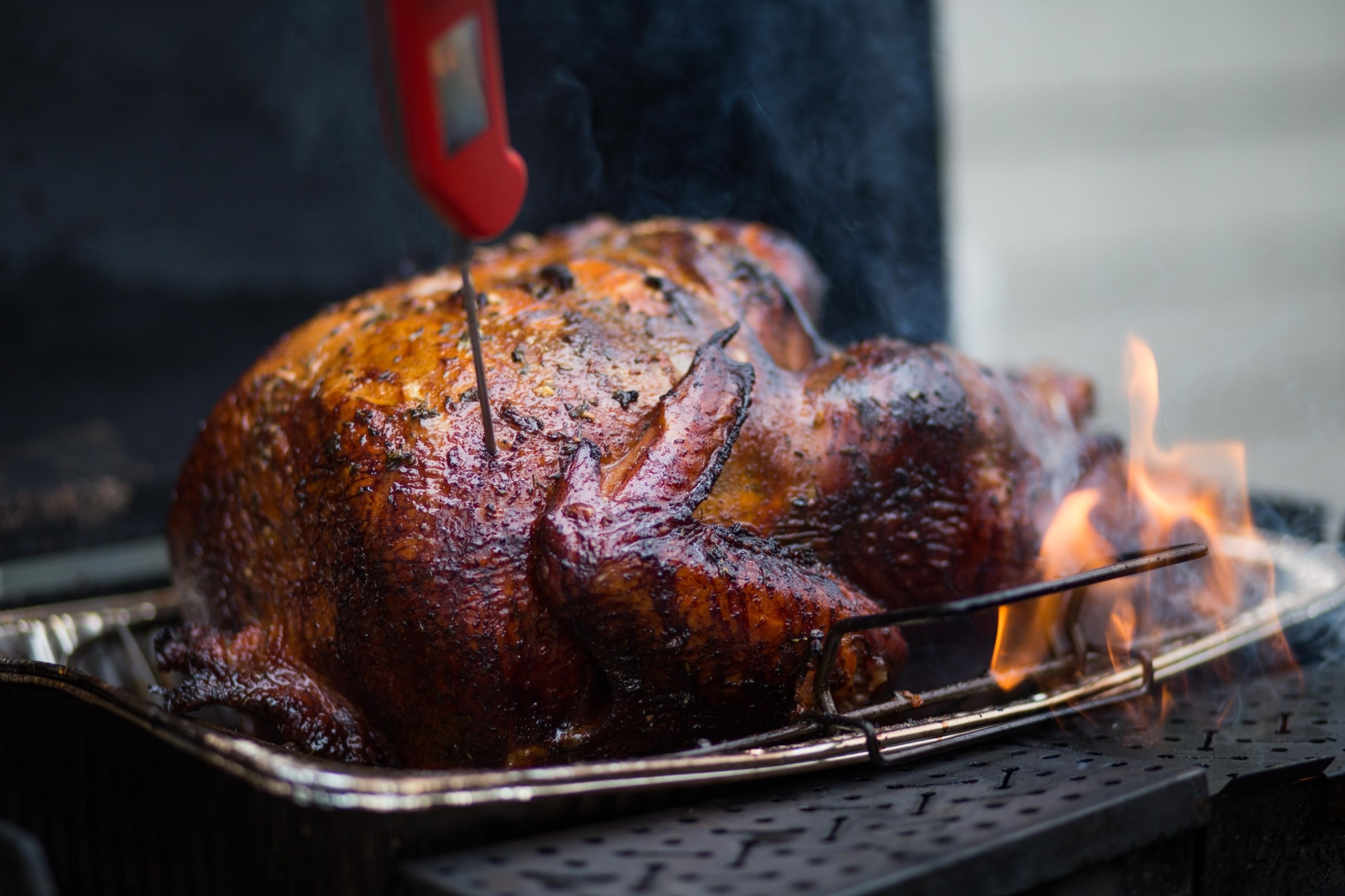 Ilyce's thanksgiving turkey cooking on the grill