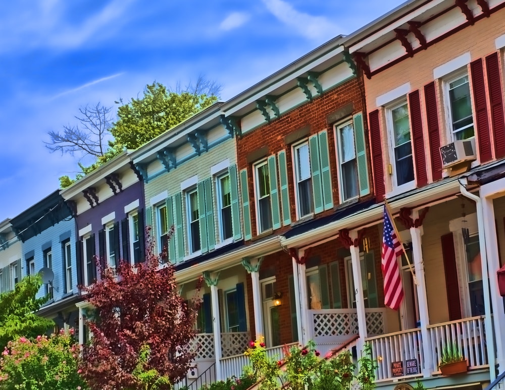 Row of condo townhomes