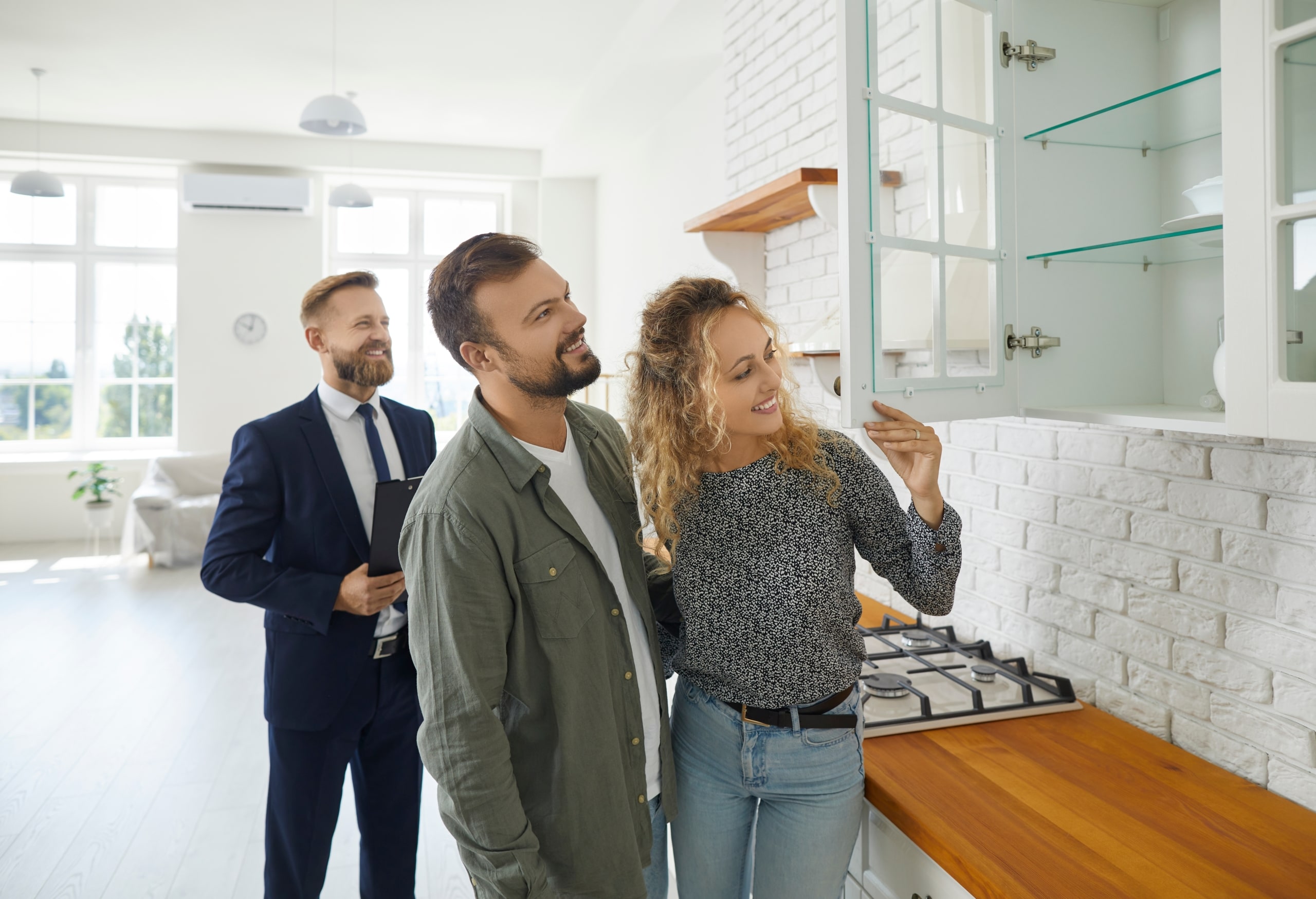 couple touring a house during an inspection