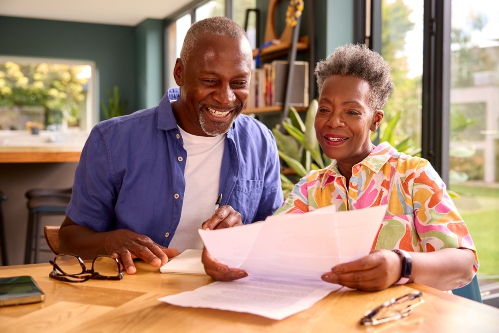 couple going over their mortgage payment