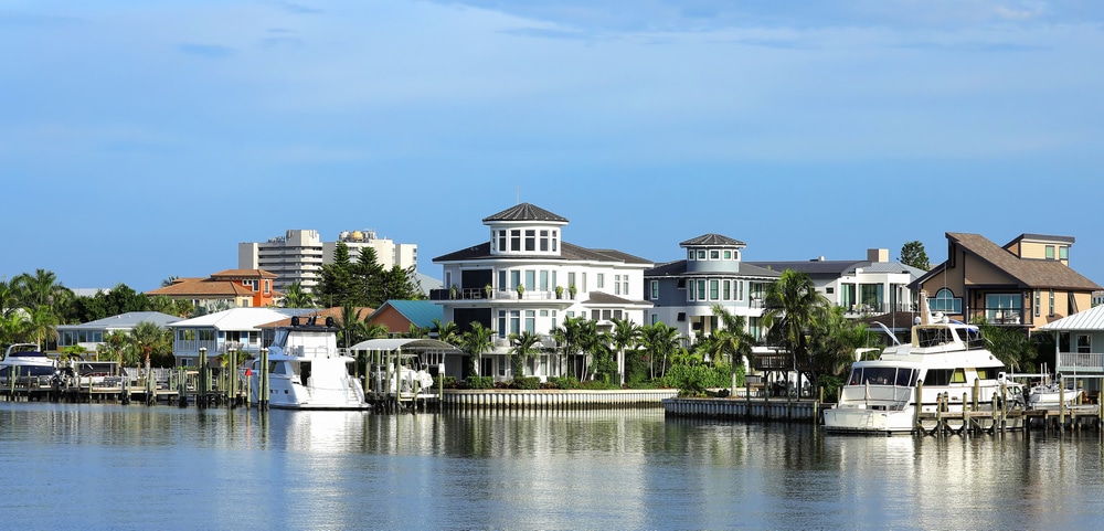 Waterfront condo property with yachts