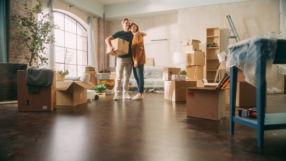 Couple moving into their new house